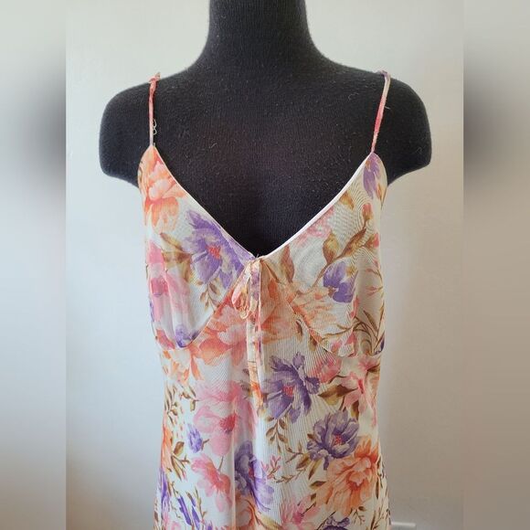 Luna Moon Floral Dress Y2K Babydoll Empire Waist Fairycore Whimsical Dainty L - Picture 3 of 11